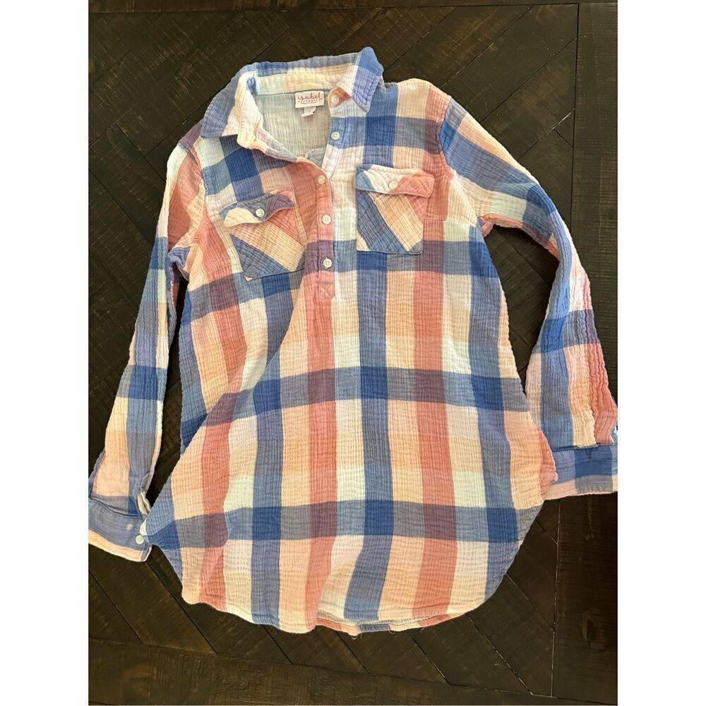 🌸 Isabel Maternity by Ingrid & Isabel Pink and Blue Plaid Top Size Small